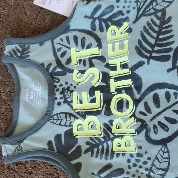 Baby Boys Carter's BEST BROTHER Short Set Size 12 18 24 months Jungle Green  NWT - Picture 4 of 4